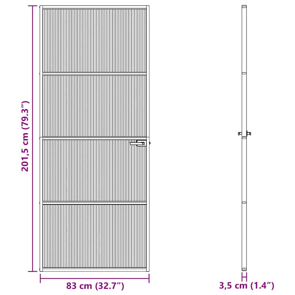 Otthoni ajtó 83 x 201,5 x 3,5 cm Alumínium és Edzett Üveg