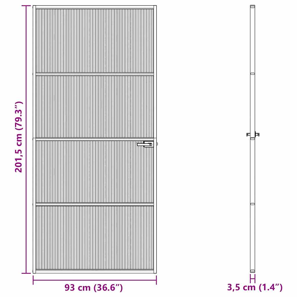 Otthoni ajtó 93 x 201,5 x 3,5 cm Alumínium és Edzett Üveg
