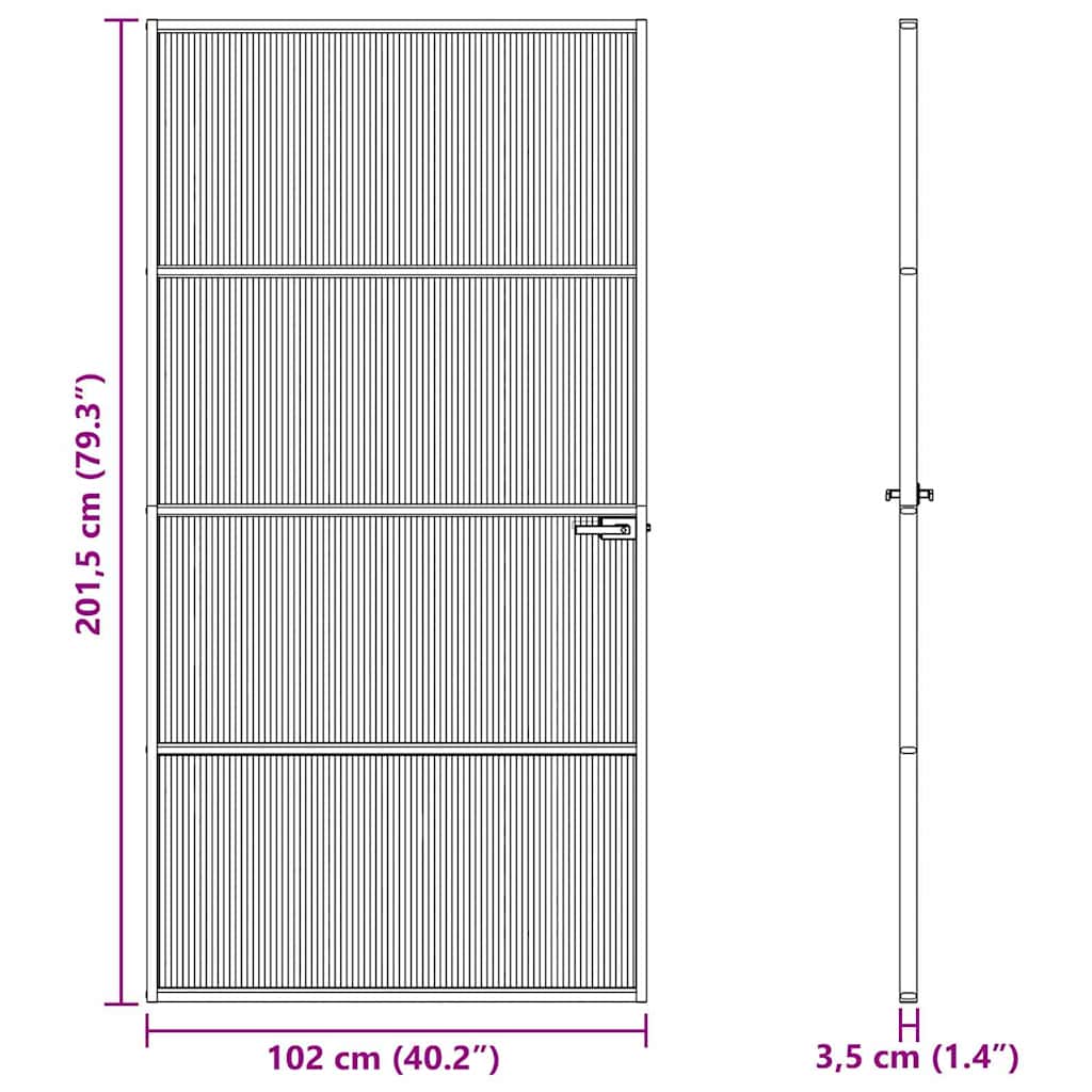 Otthoni ajtó 102 x 201,5 x 3,5 cm Alumínium és Edzett Üveg