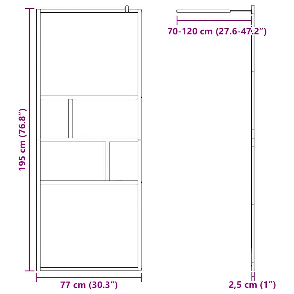 Walk-in zuhanyfal Fekete 80 x 195 x 0.5 cm Üveg és Alumínium
