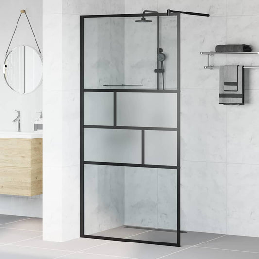 Walk-in zuhanyfal Fekete 100 x 195 x 0,5 cm Üveg és Alumínium