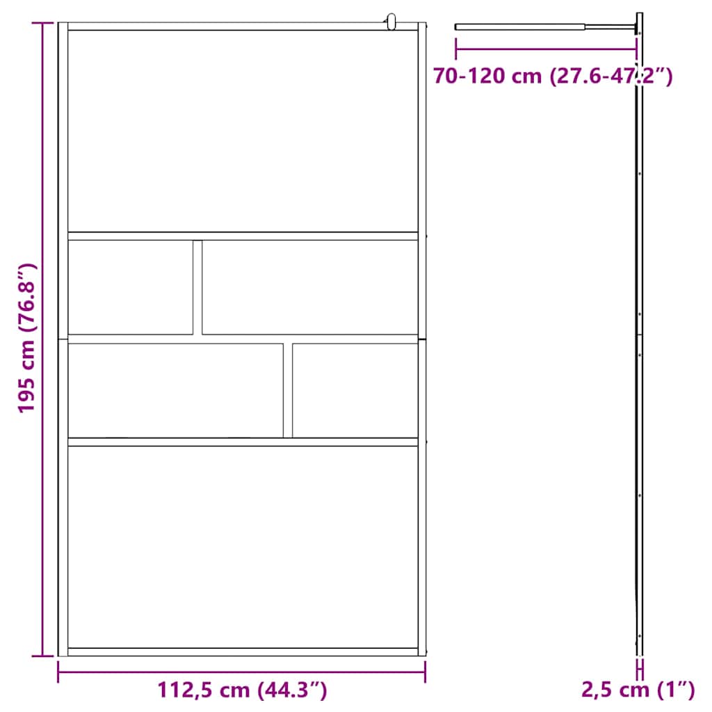 Walk-in zuhanyfal Fekete 115 x 195 x 0,5 cm Üveg és Alumínium