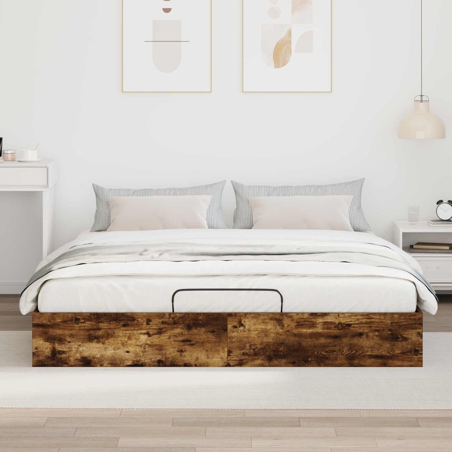 Ottomán Ágykeret Füstölt Tölgy 203 x 180 x 25 cm Mérnöki fa