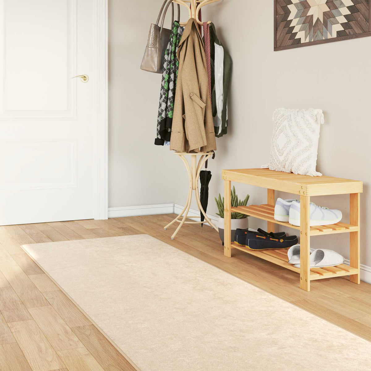 Szőnyeg futó MARSA Krémszínű 100 x 300 cm Poliészter és PVC