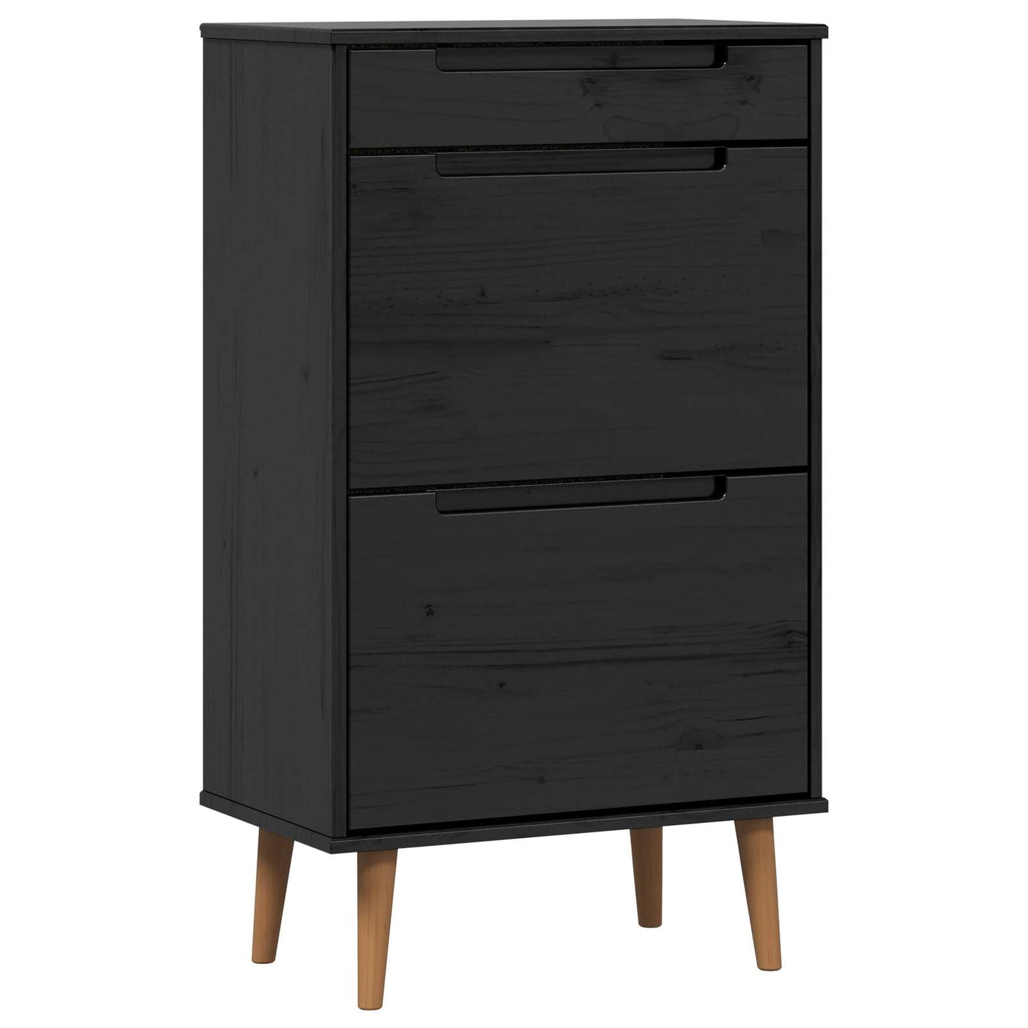 Cipőszekrény MOLDE 59,5 x 35 x 103 cm Tömör Fenyőfa Fekete