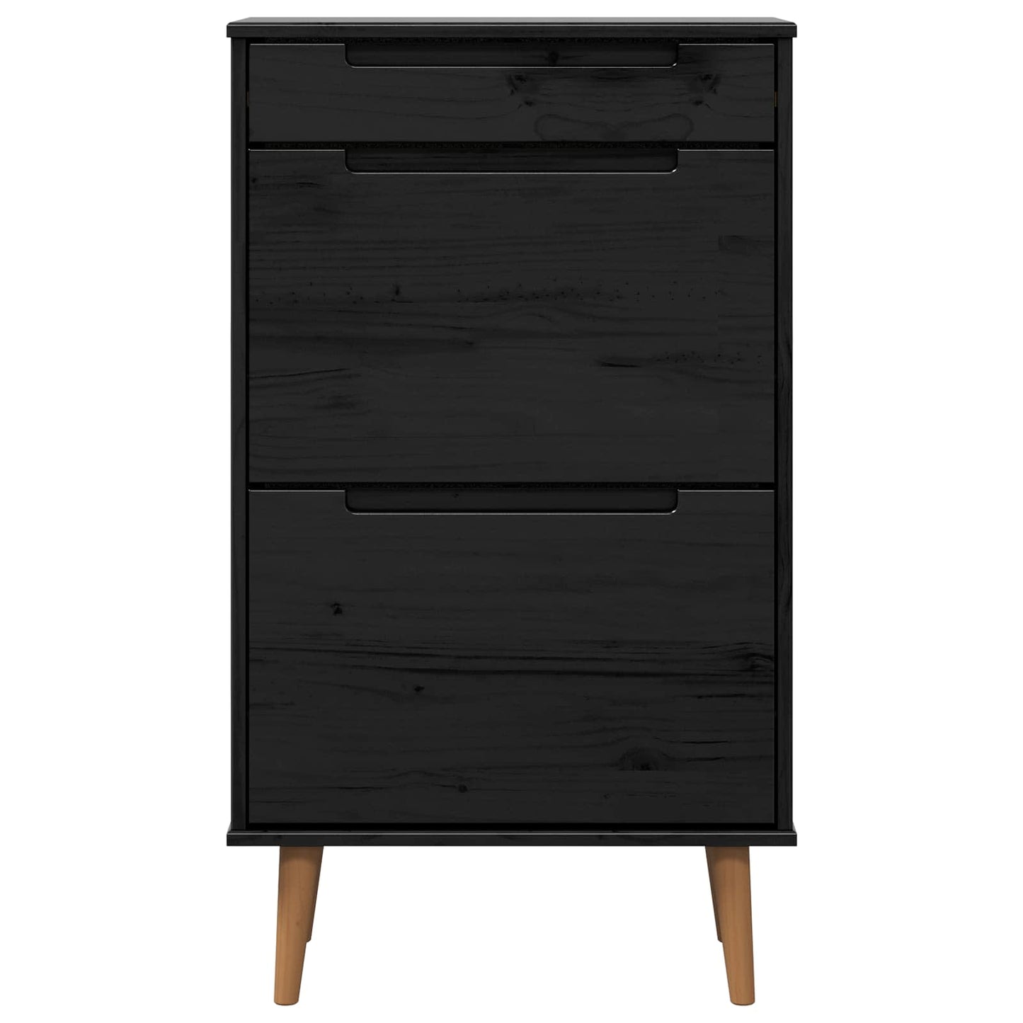 Cipőszekrény MOLDE 59,5 x 35 x 103 cm Tömör Fenyőfa Fekete