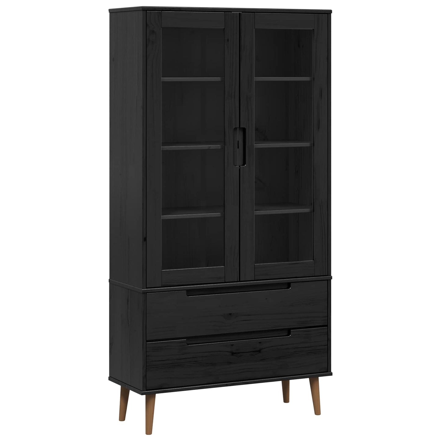 Üveg Kiállító Szekrény MOLDE 90 x 35 x 175 cm Tömör Fenyőfa