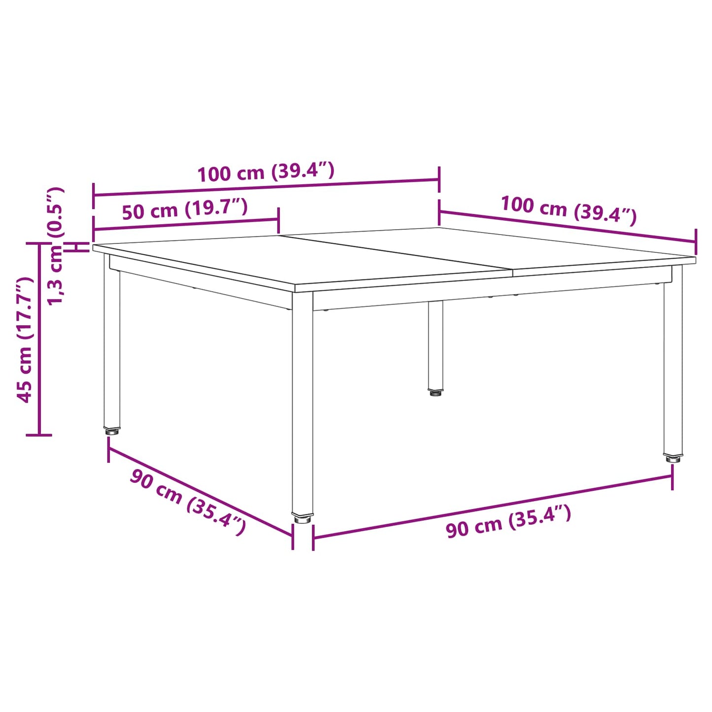 Dohányzóasztal Öreg fa 100 x 100 x 45 cm Szerelt Fa