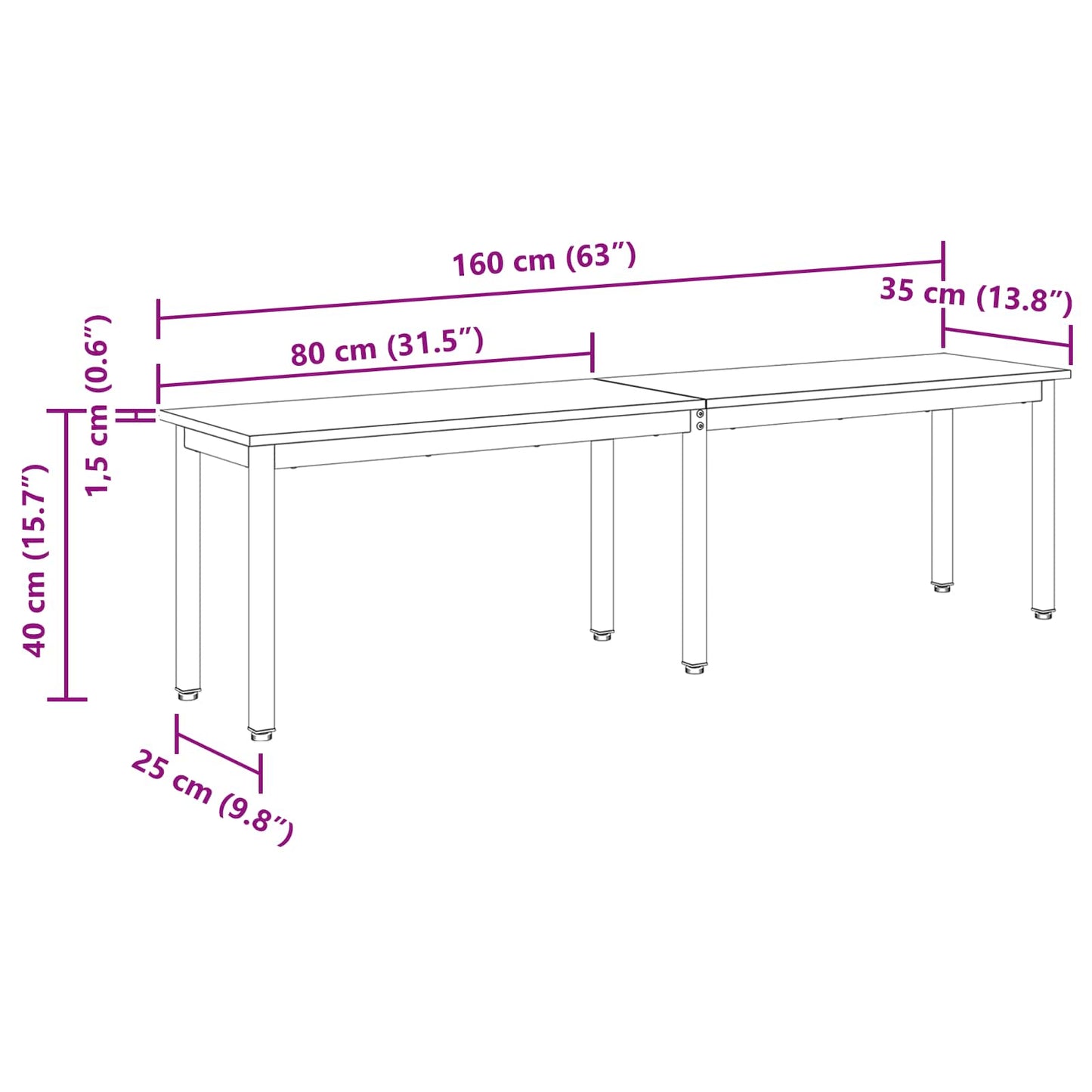 pad Öreg fa 160 x 35 x 45 cm Szerelt Fa