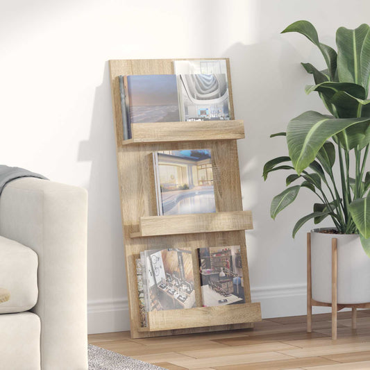 Magazin állvány polcokkal Sonoma tölgy 51 x 11 x 102 cm Faanyag