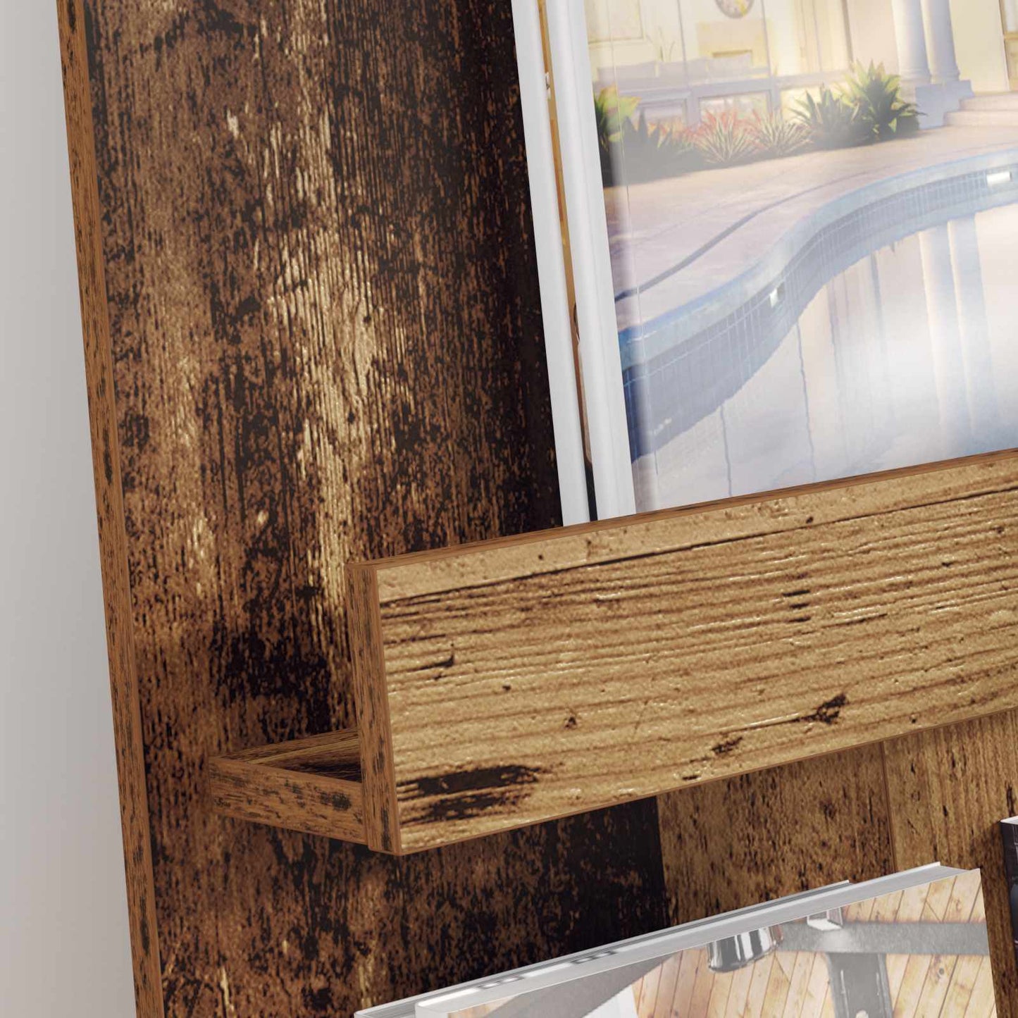 Magazin állvány polcokkal Öreg fa 51 x 11 x 102 cm Szerelt Fa
