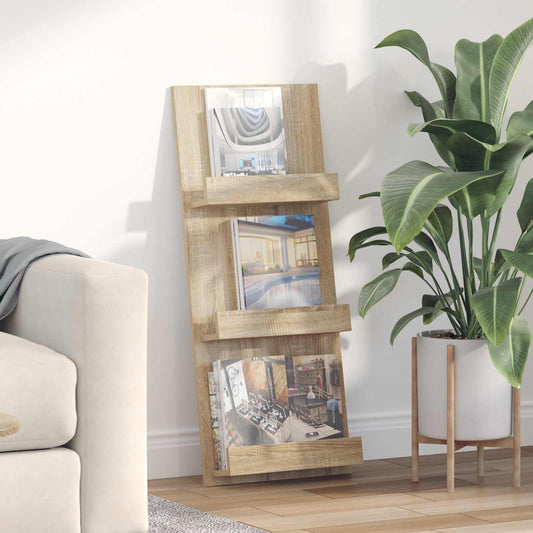 Magazin állvány polcokkal Sonoma tölgy 43 x 11 x 102 cm Faanyag