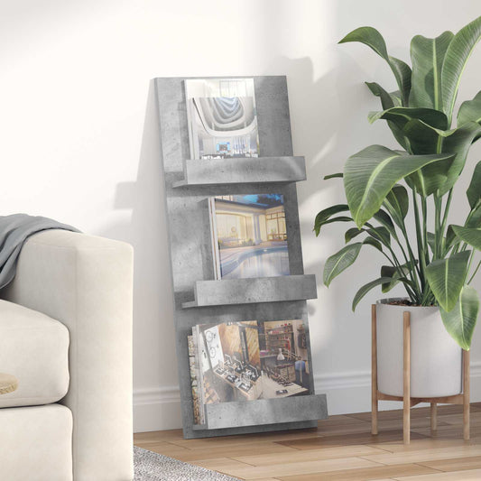 Magazin állvány polcokkal Beton Szürke 43 x 11 x 102 cm Faanyag