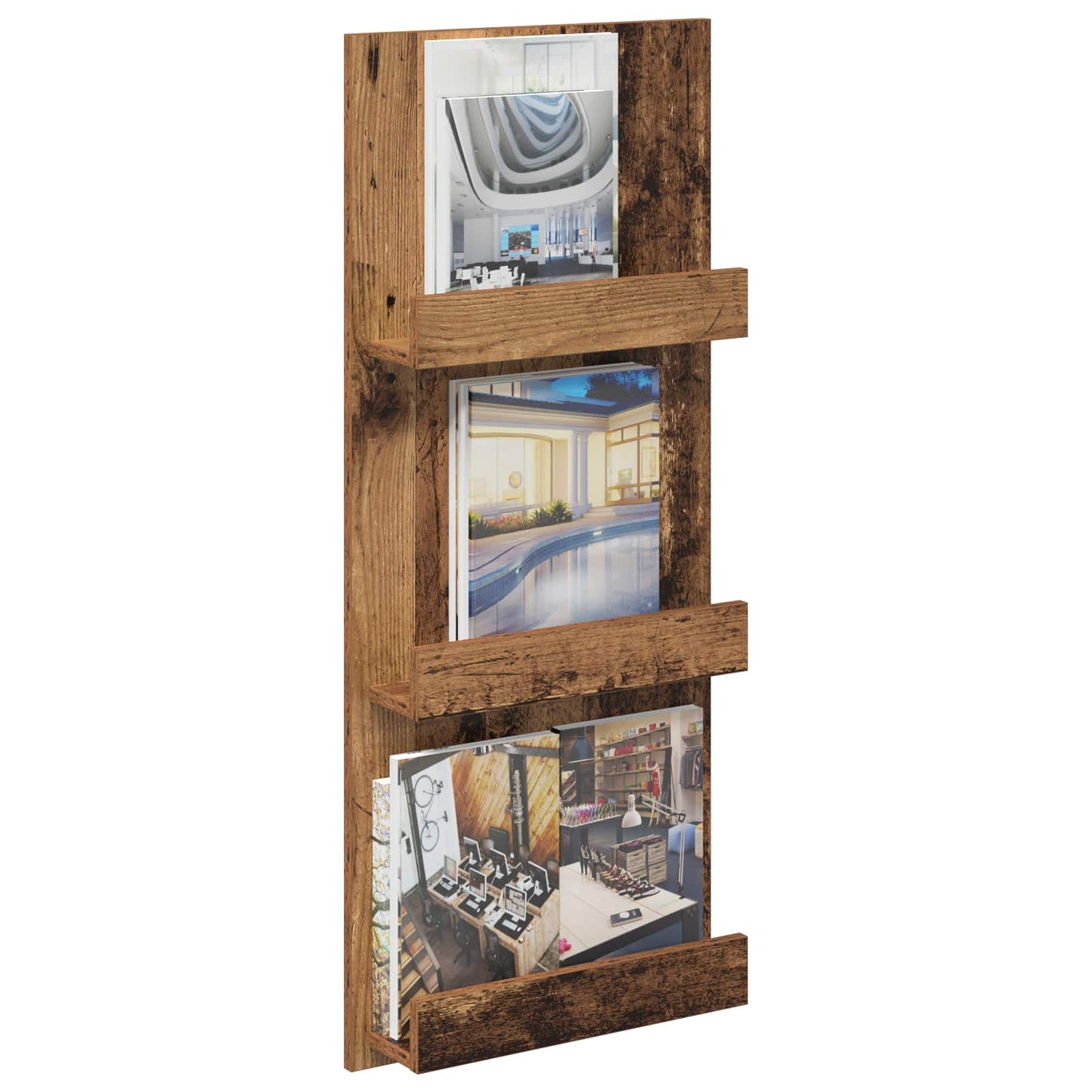 Magazin állvány polcokkal Öreg fa 43 x 11 x 102 cm Faanyag