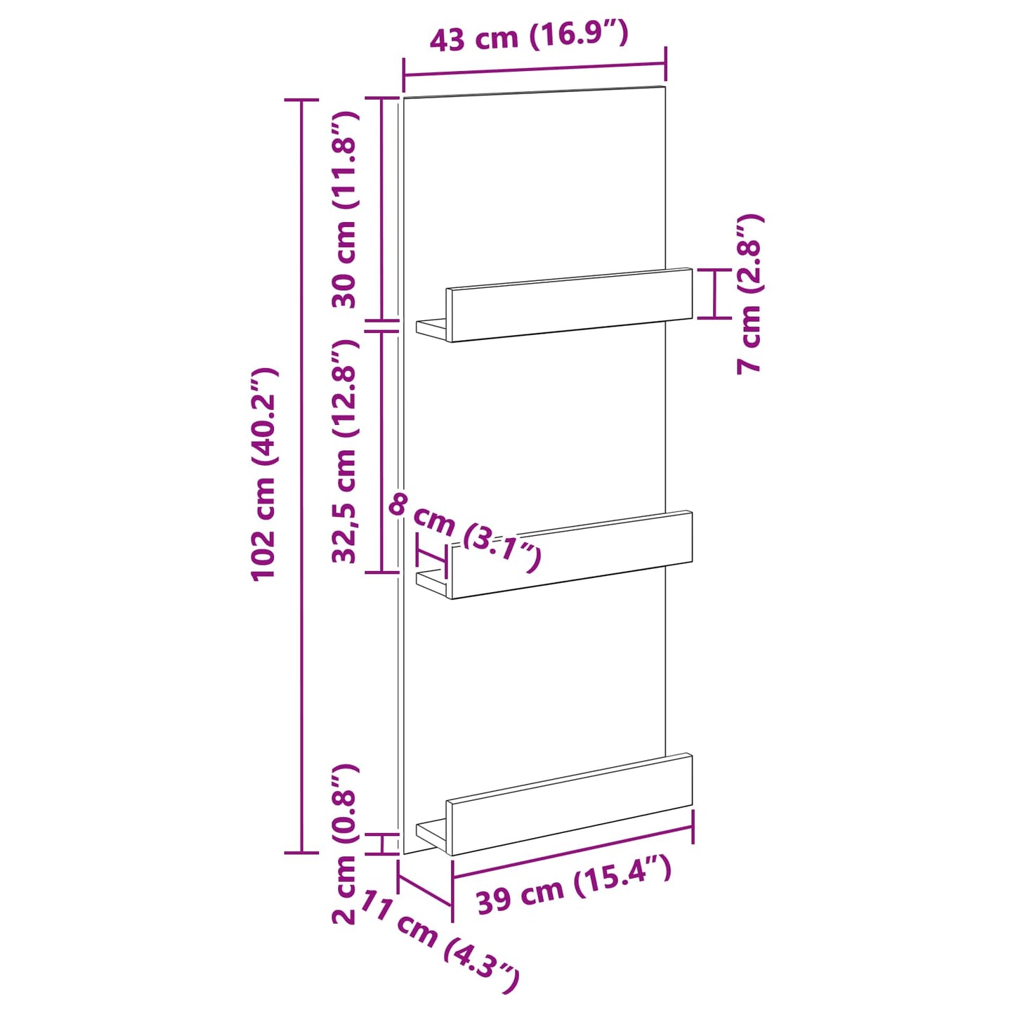 Magazin állvány Artisan tölgy 43 x 11 x 102 cm Szerelt Fa