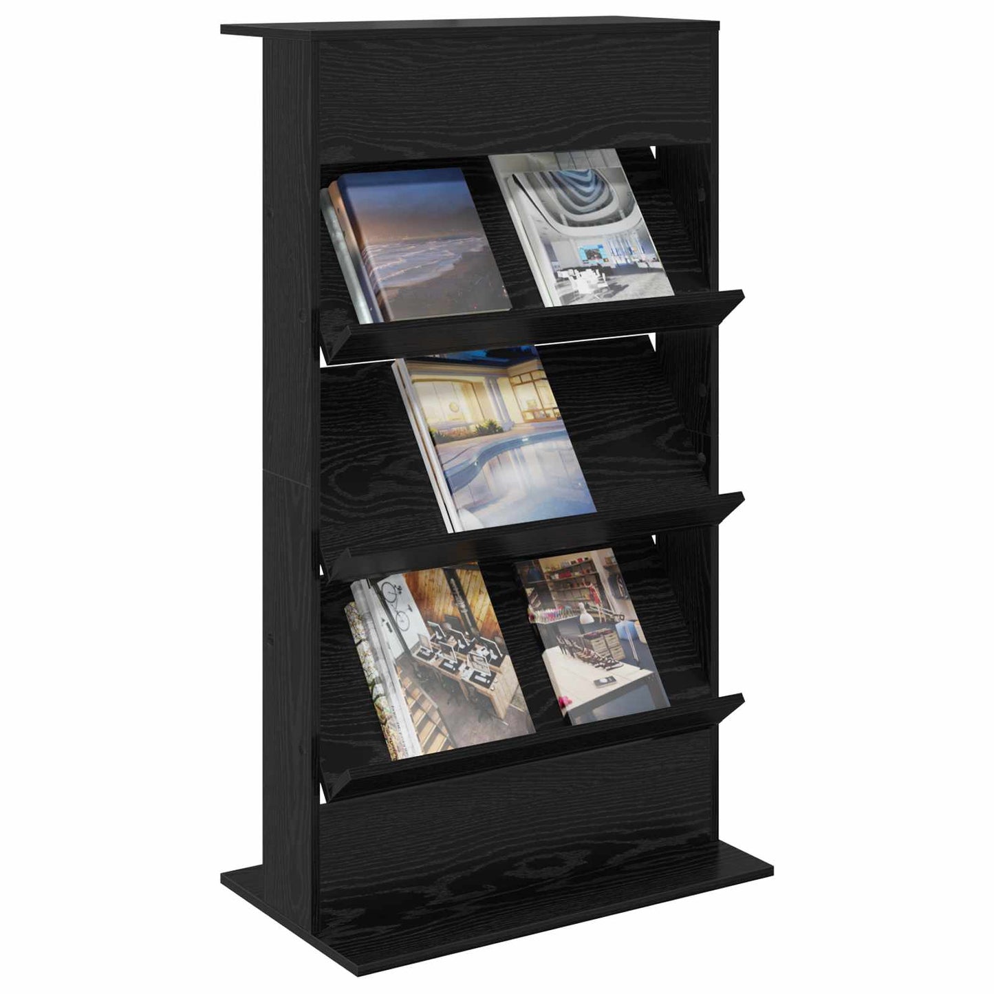 Magazin állvány Fekete tölgy 70 x 41 x 126 cm Szerelt Fa