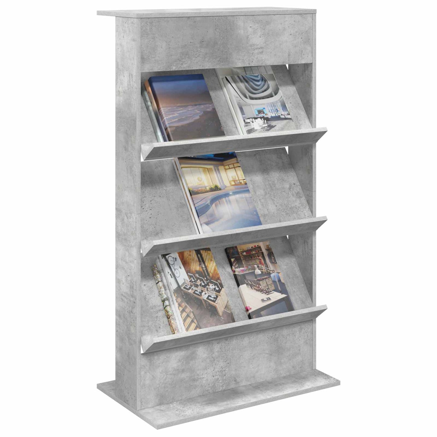 Magazin állvány Beton Szürke 70 x 41 x 126 cm Szerelt Fa