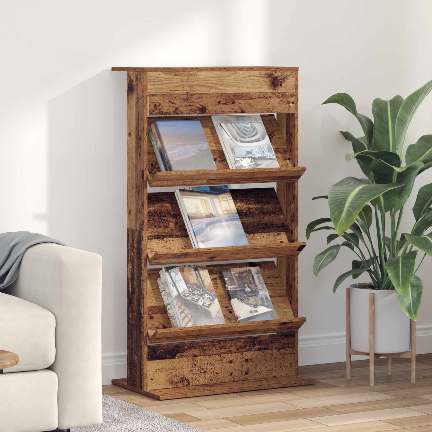 Magazin állvány Öreg fa 70 x 41 x 126 cm Szerelt Fa