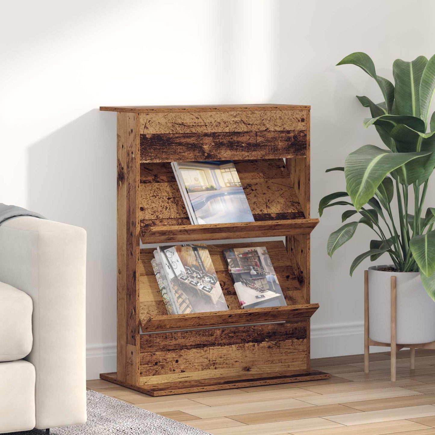 Magazin állvány Öreg fa 70 x 41 x 96 cm Szerelt Fa