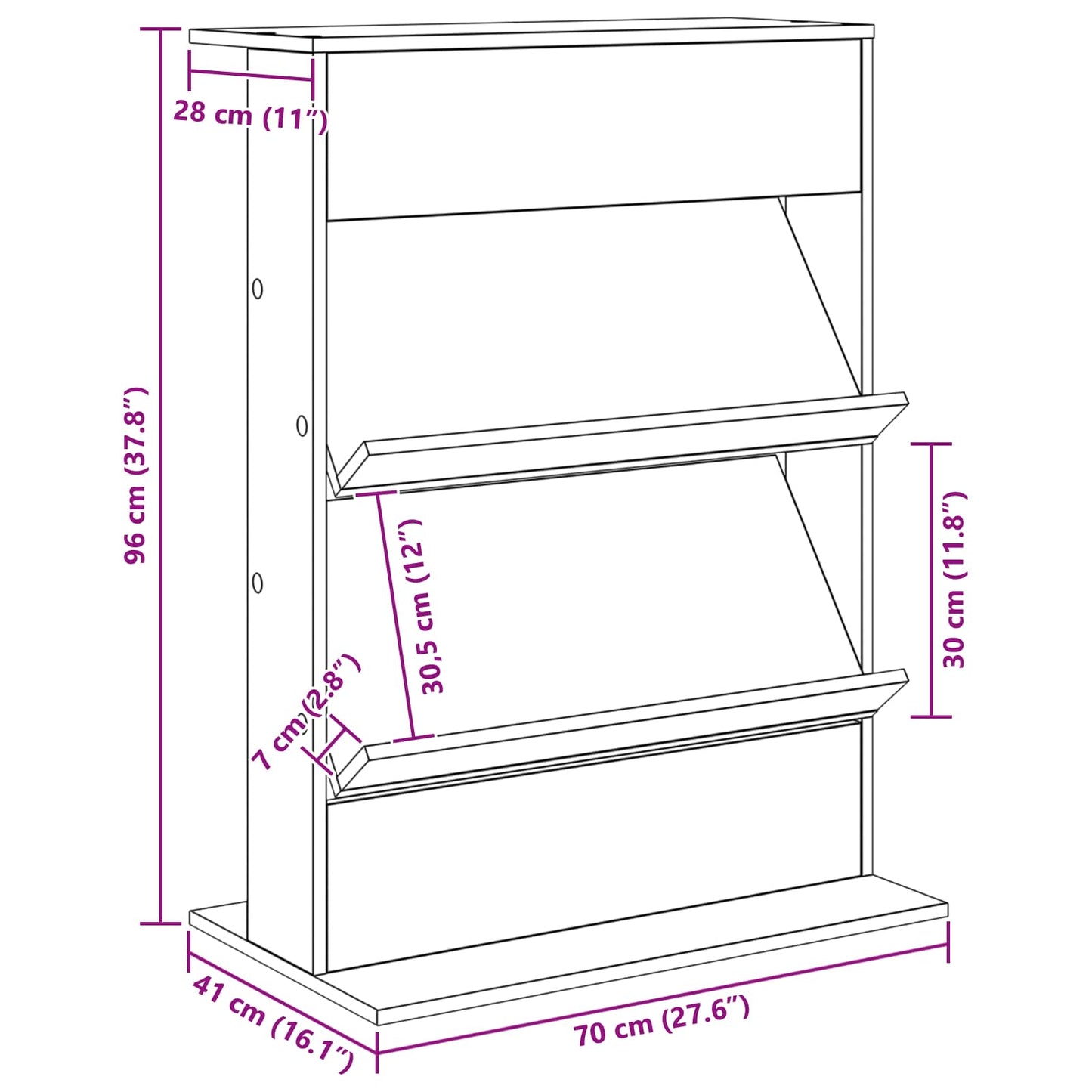 Magazin állvány Öreg fa 70 x 41 x 96 cm Szerelt Fa