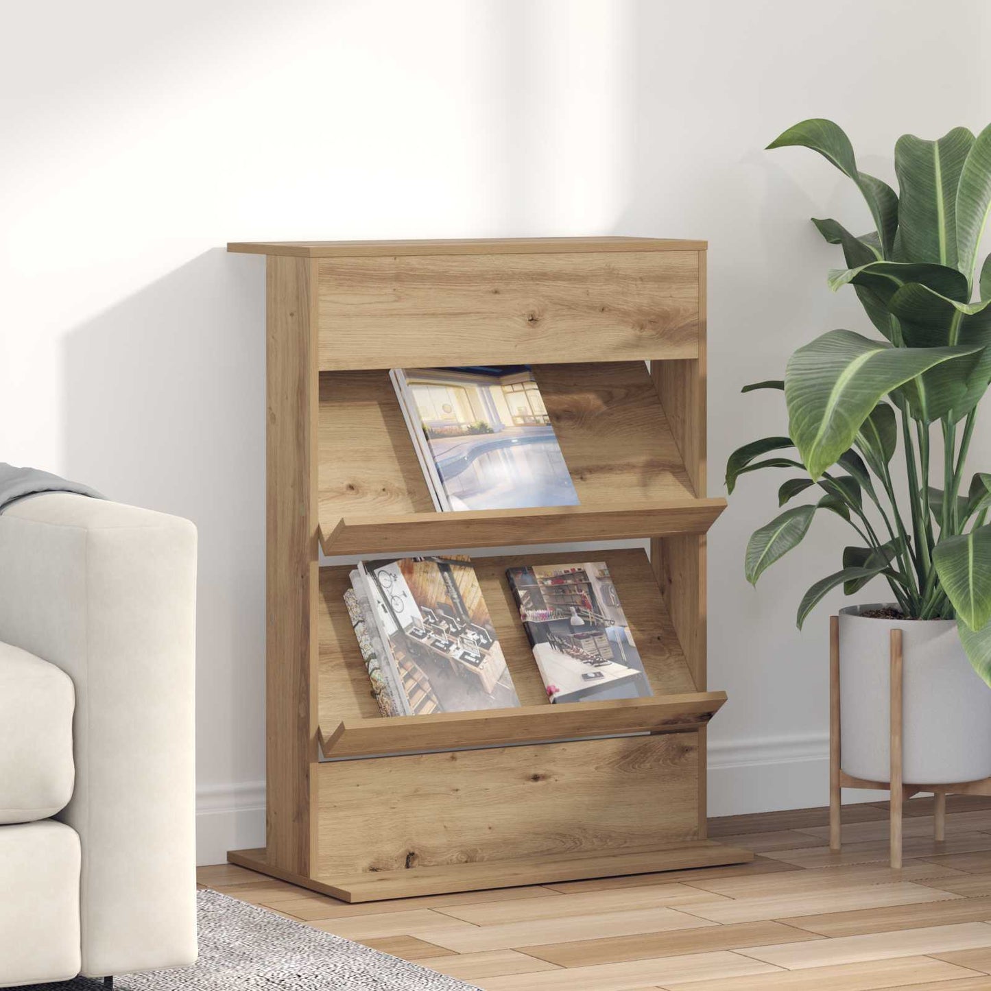 Magazin állvány Artisan tölgy 70 x 41 x 96 cm Szerelt Fa