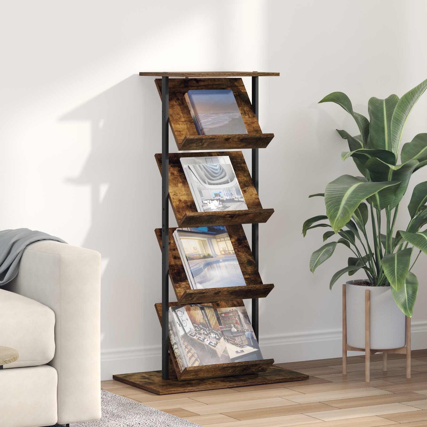 Magazin állvány Füstölt tölgy 68 x 40 x 123.5 cm Szerelt Fa
