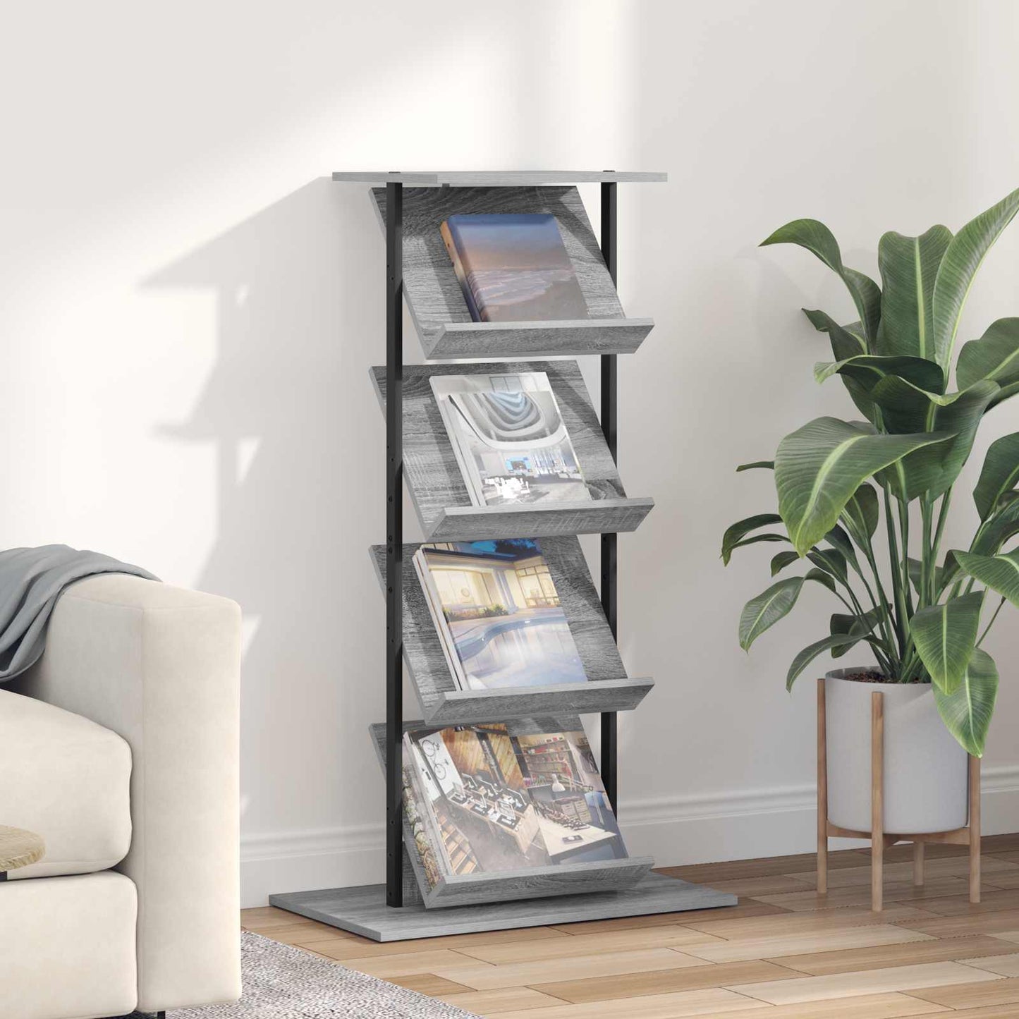 Magazin állvány Szürke Sonoma 68 x 40 x 123.5 cm Szerelt Fa