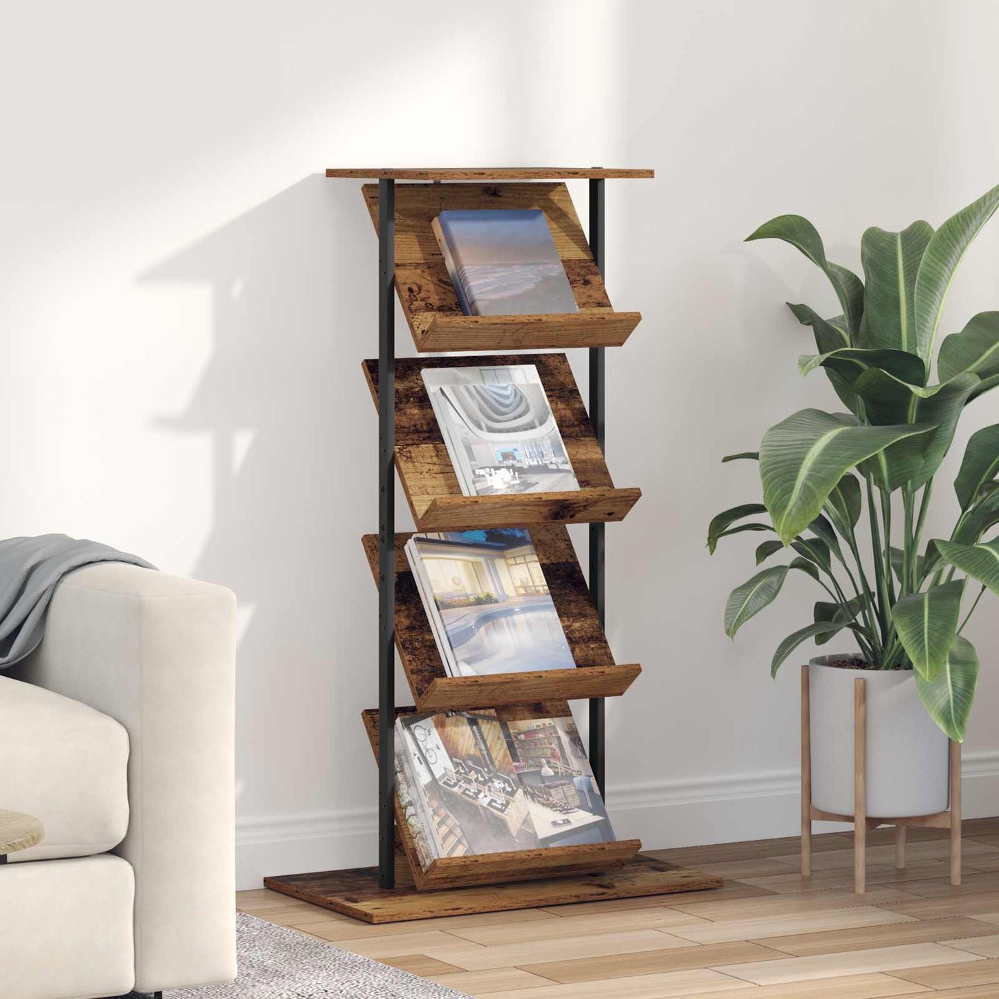 Magazin állvány Öreg fa 68 x 40 x 123.5 cm Szerelt Fa