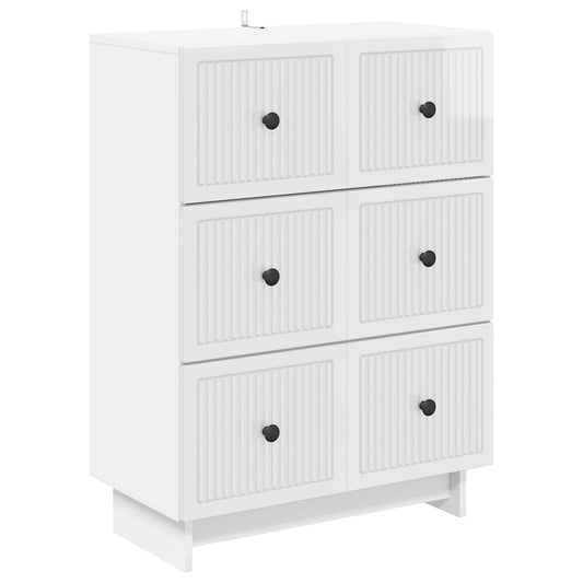 Fiókos szekrény Magasfényű Fehér 66 x 34,5 x 90 cm Szerelt Fa
