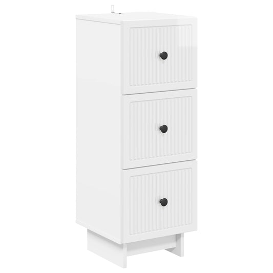 Fiókos szekrény Magasfényű Fehér 33 x 34,5 x 90 cm Szerelt Fa
