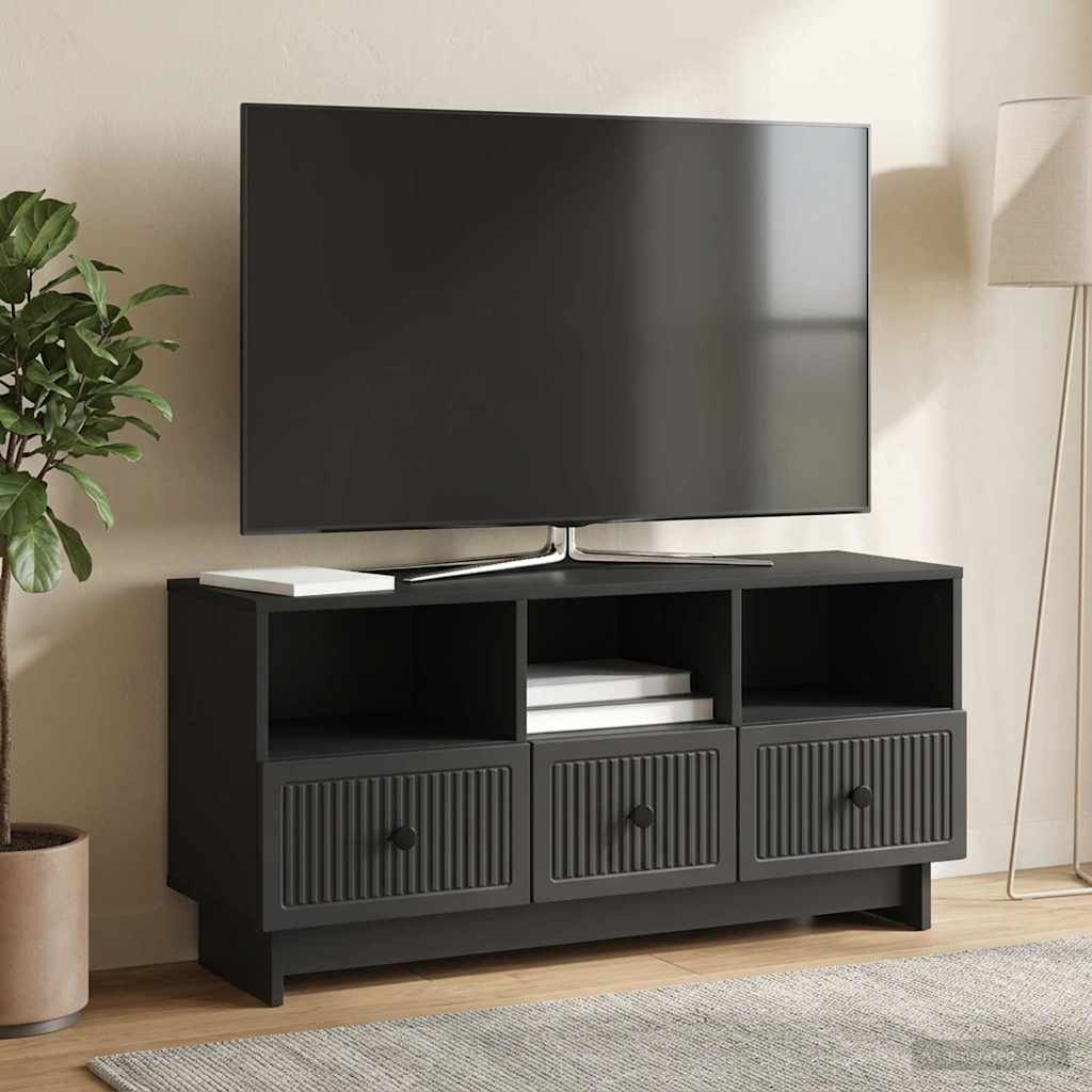 TV szekrény fiókkal Fekete 102 x 34,5 x 50 cm Szerelt Fa