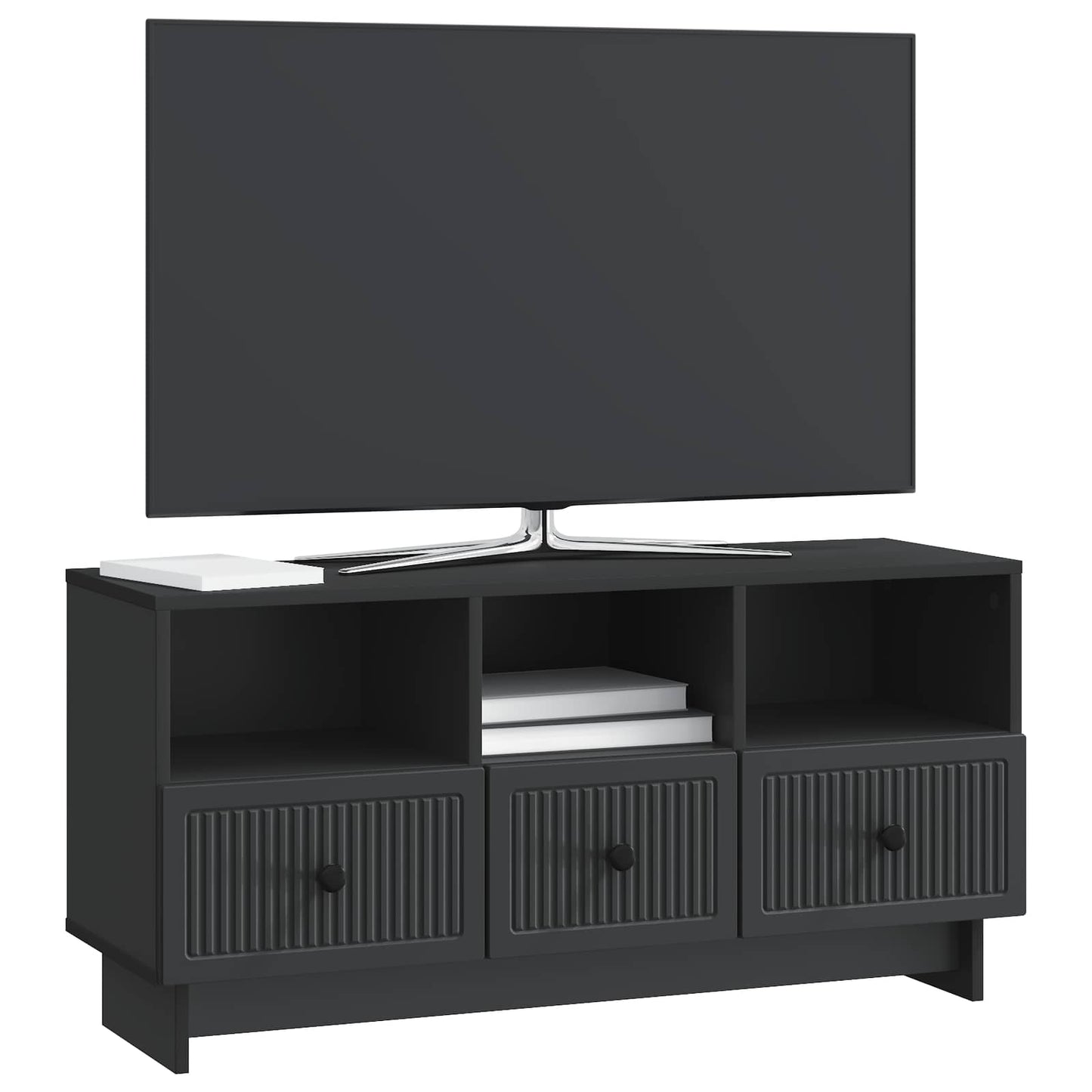 TV szekrény fiókkal Fekete 102 x 34,5 x 50 cm Szerelt Fa