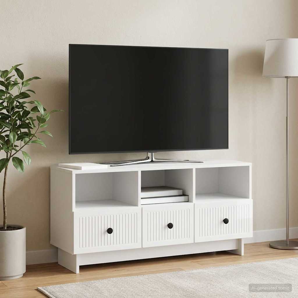 TV szekrény Magasfényű Fehér 102 x 34,5 x 50 cm Szerelt Fa