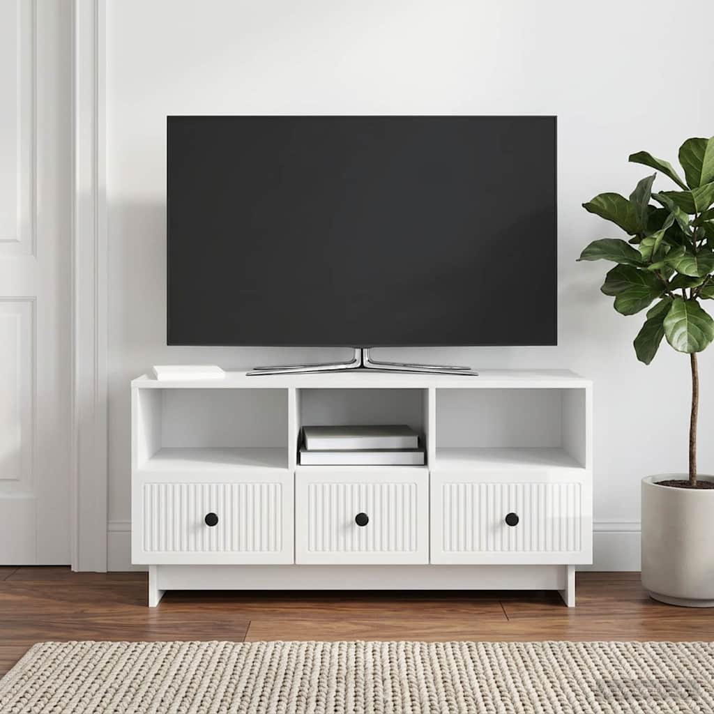 TV szekrény Magasfényű Fehér 102 x 34,5 x 50 cm Szerelt Fa