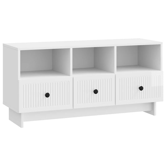 TV szekrény Magasfényű Fehér 102 x 34,5 x 50 cm Szerelt Fa