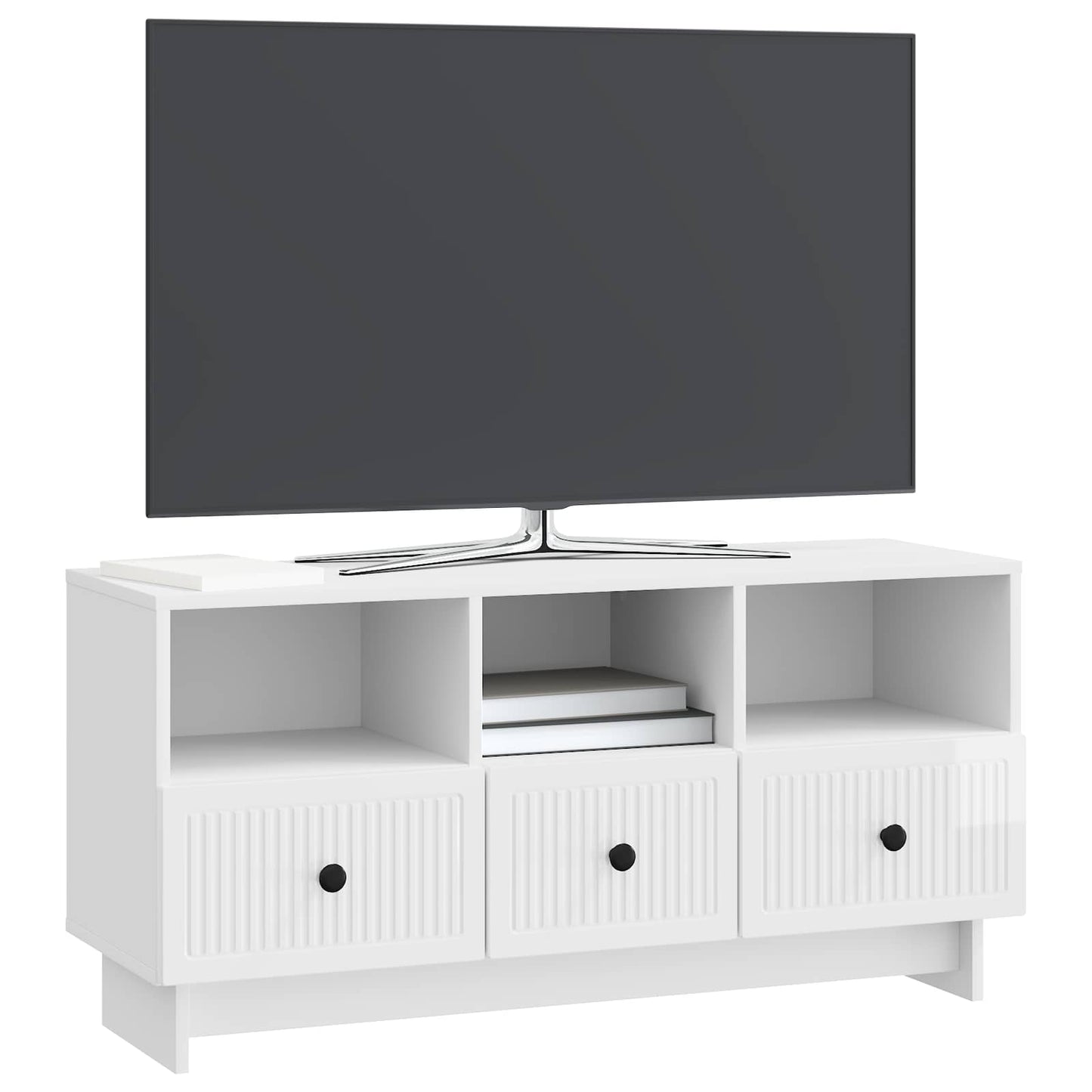 TV szekrény Magasfényű Fehér 102 x 34,5 x 50 cm Szerelt Fa
