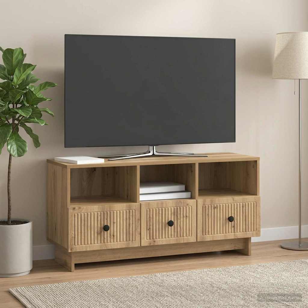 TV szekrény 102 x 34,5 x 50 cm Kézműves Tölgy Szerelt Fa