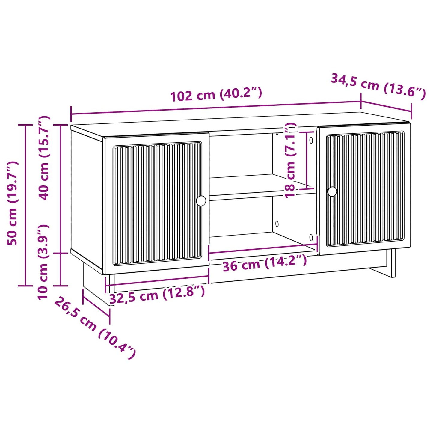 TV szekrény 102 x 34,5 x 50 cm Betonszürke Szerelt Fa
