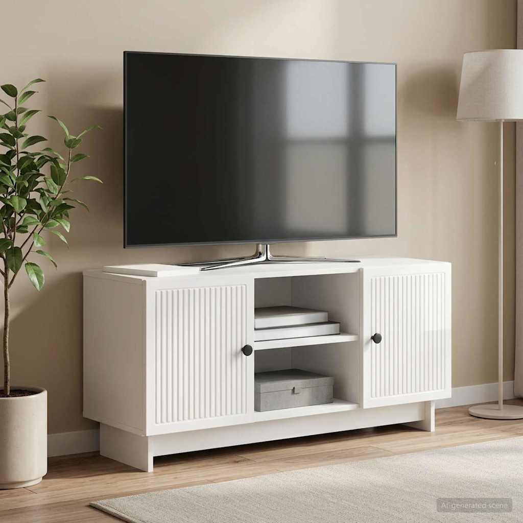 TV szekrény 102 x 34,5 x 50 cm Magasfényű Fehér Szerelt Fa