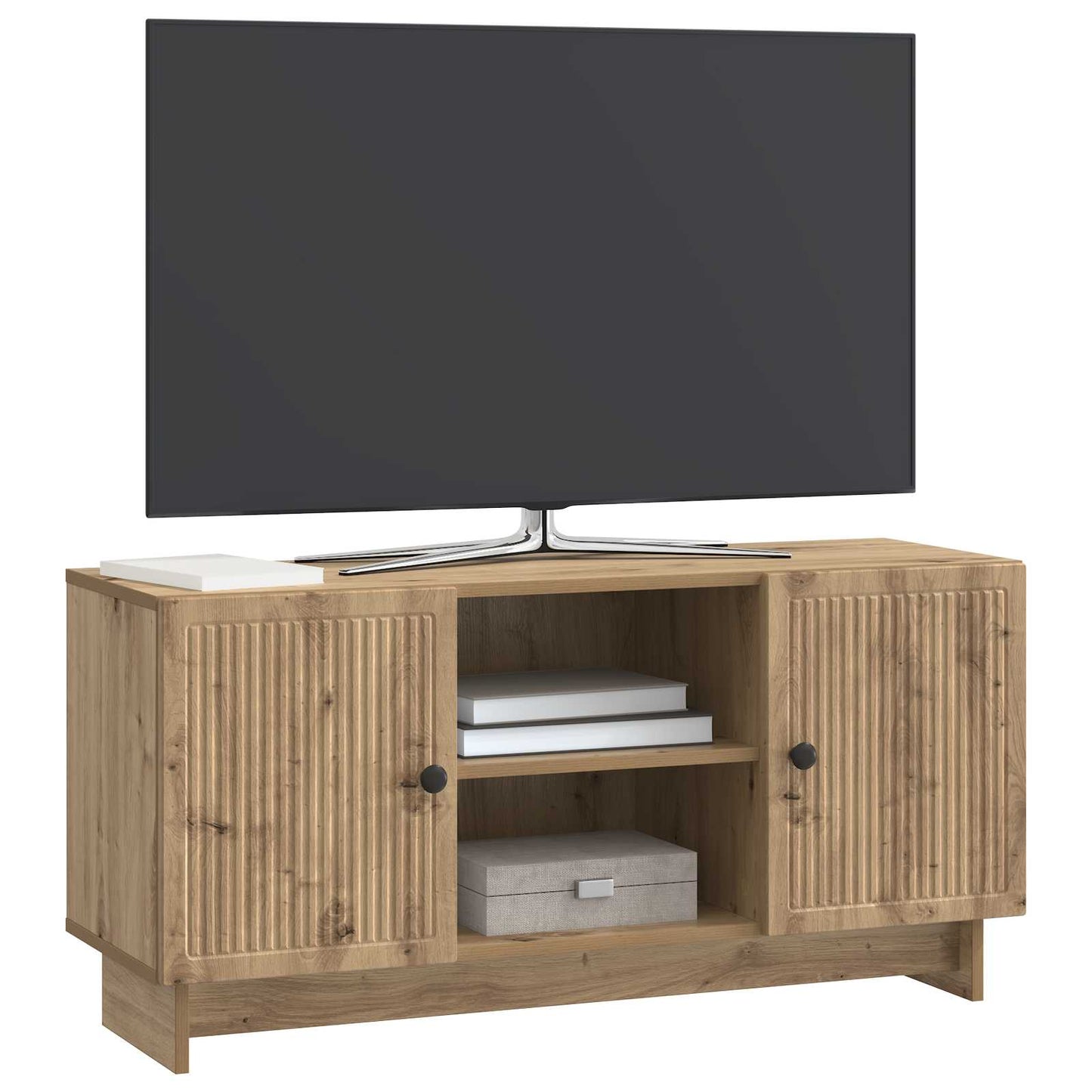 TV szekrény 102 x 34,5 x 50 cm Kézműves Tölgy Szerelt Fa
