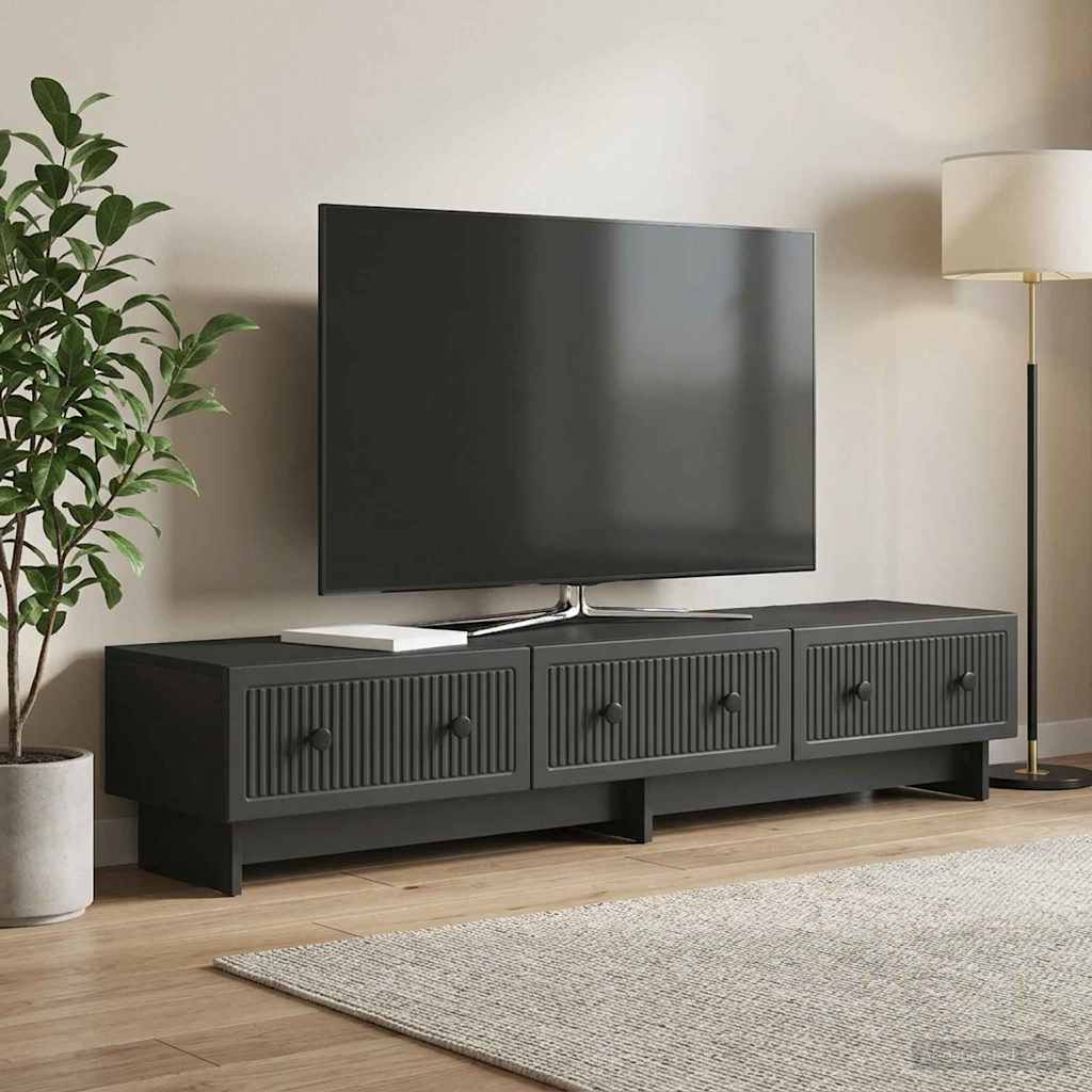 TV szekrény fiókkal Fekete 147 x 34,5 x 30 cm Szerelt Fa
