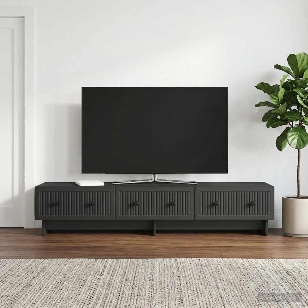TV szekrény fiókkal Fekete 147 x 34,5 x 30 cm Szerelt Fa