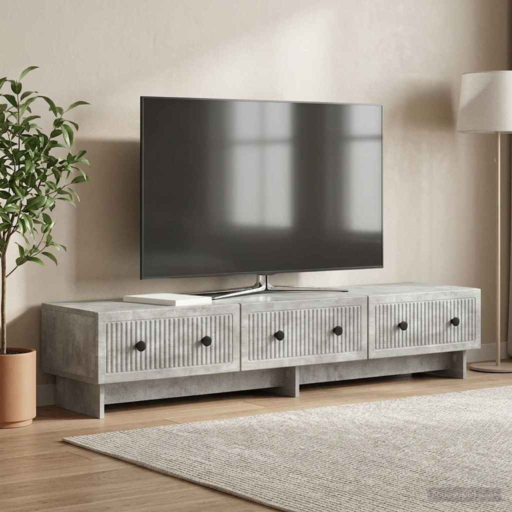 TV szekrény fiókkal Betonszürke 147 x 34,5 x 30 cm Szerelt Fa