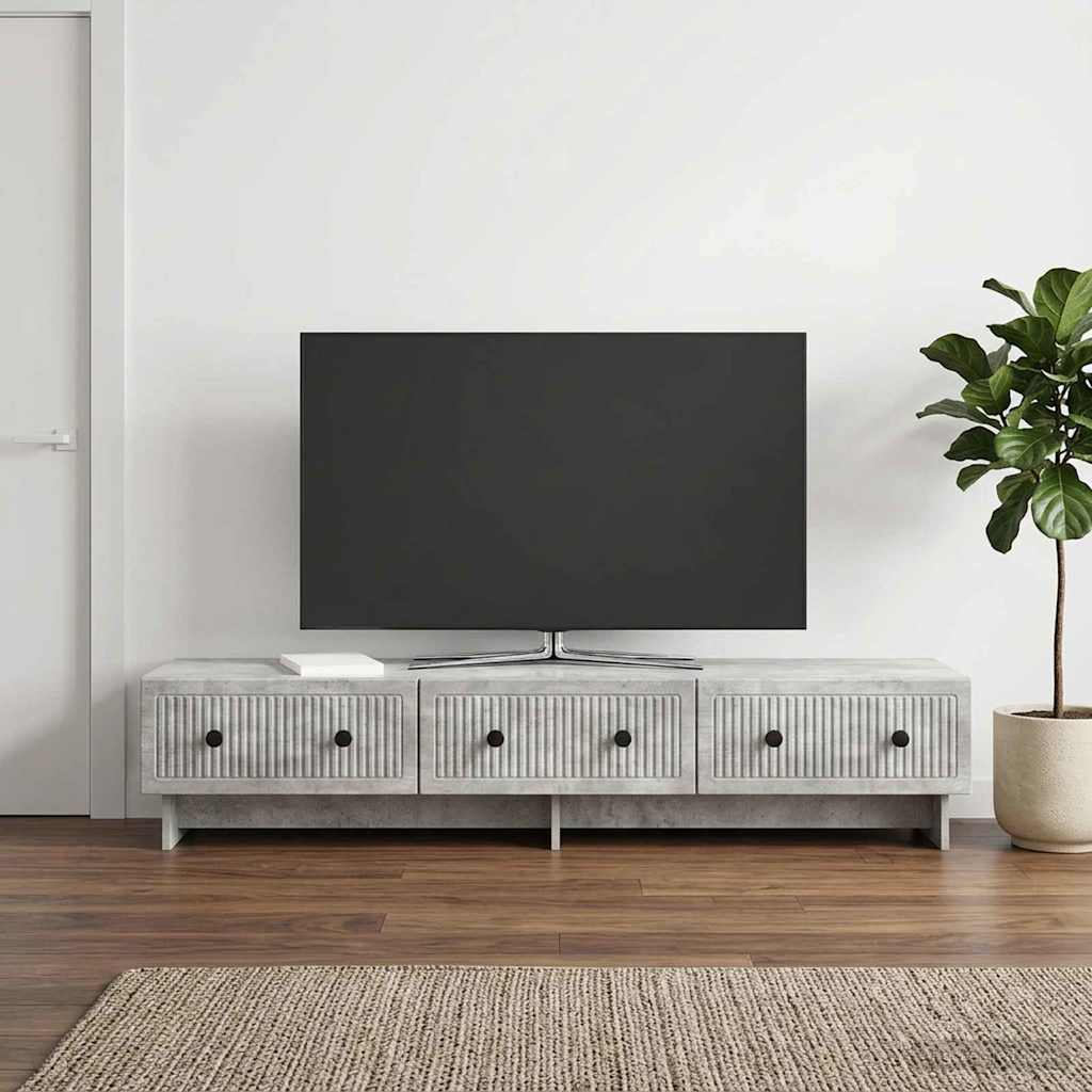 TV szekrény fiókkal Betonszürke 147 x 34,5 x 30 cm Szerelt Fa