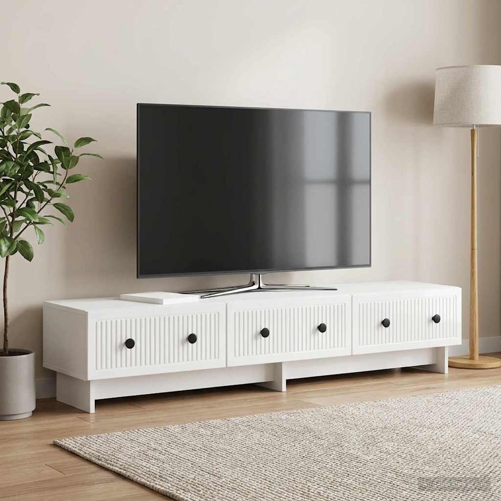 TV szekrény Magasfényű Fehér 147 x 34,5 x 30 cm Szerelt Fa