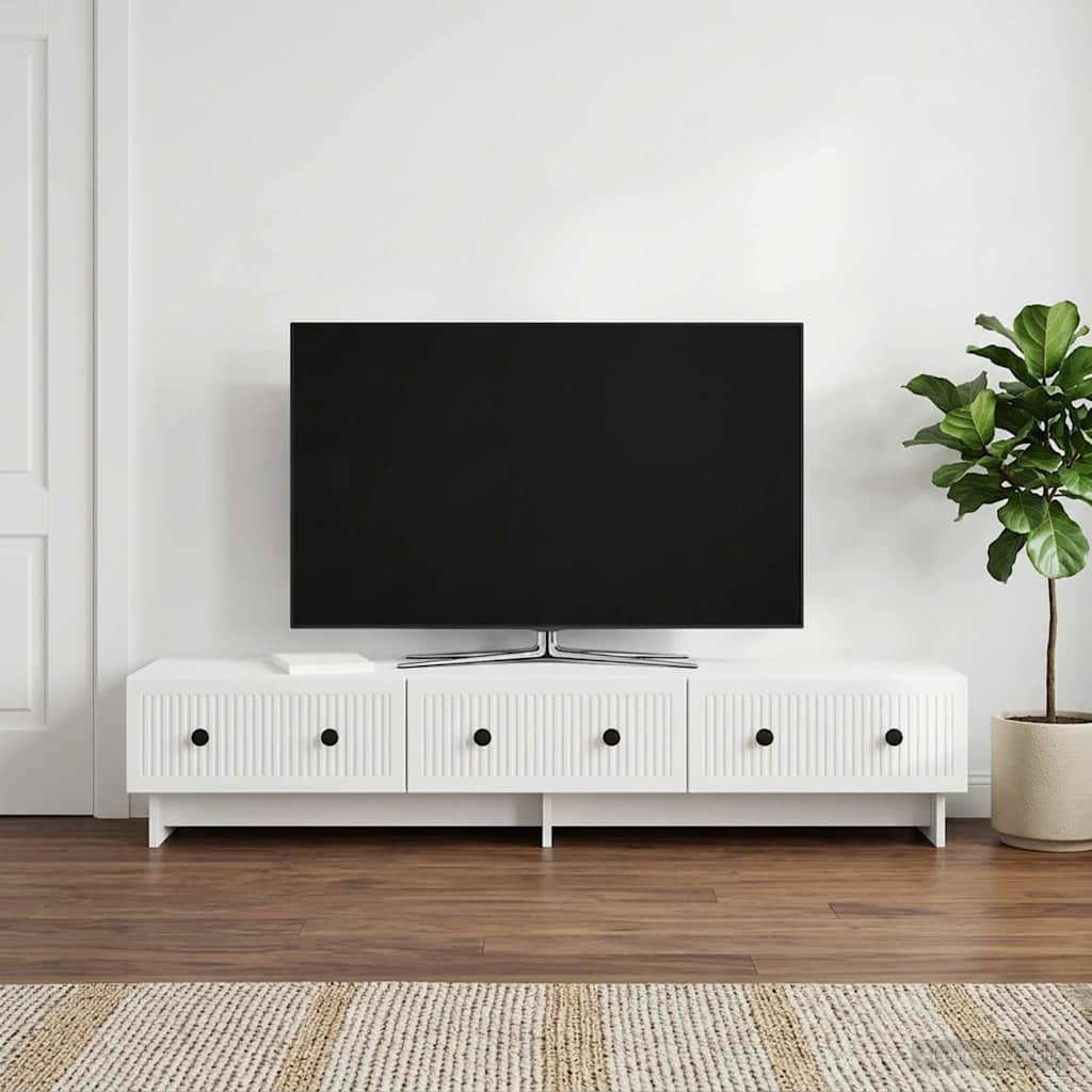 TV szekrény Magasfényű Fehér 147 x 34,5 x 30 cm Szerelt Fa