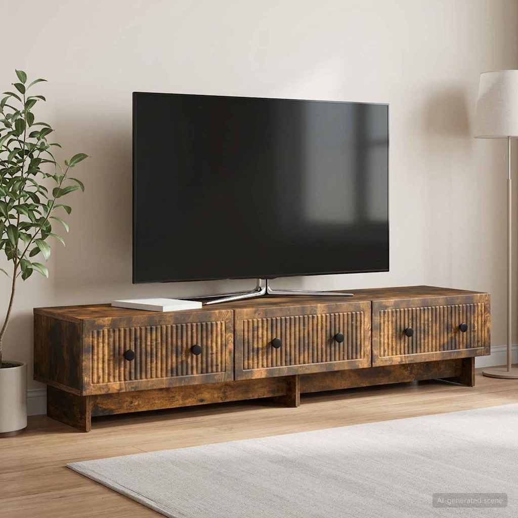 TV szekrény fiókkal Füstös Tölgy 147 x 34,5 x 30 cm Szerelt Fa
