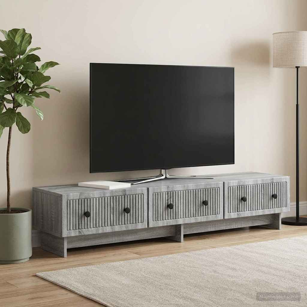 TV szekrény fiókkal Szürke Sonoma 147 x 34,5 x 30 cm Szerelt Fa