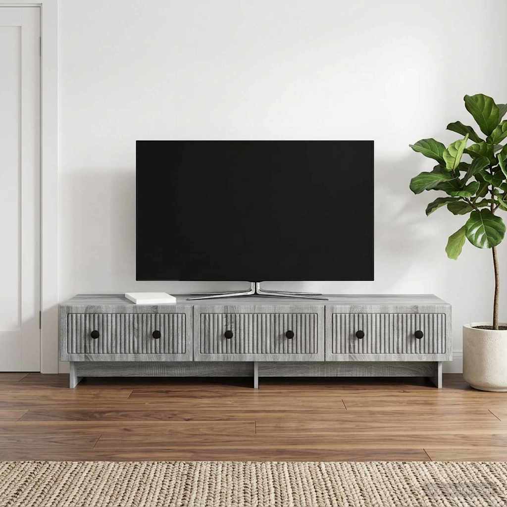 TV szekrény fiókkal Szürke Sonoma 147 x 34,5 x 30 cm Szerelt Fa
