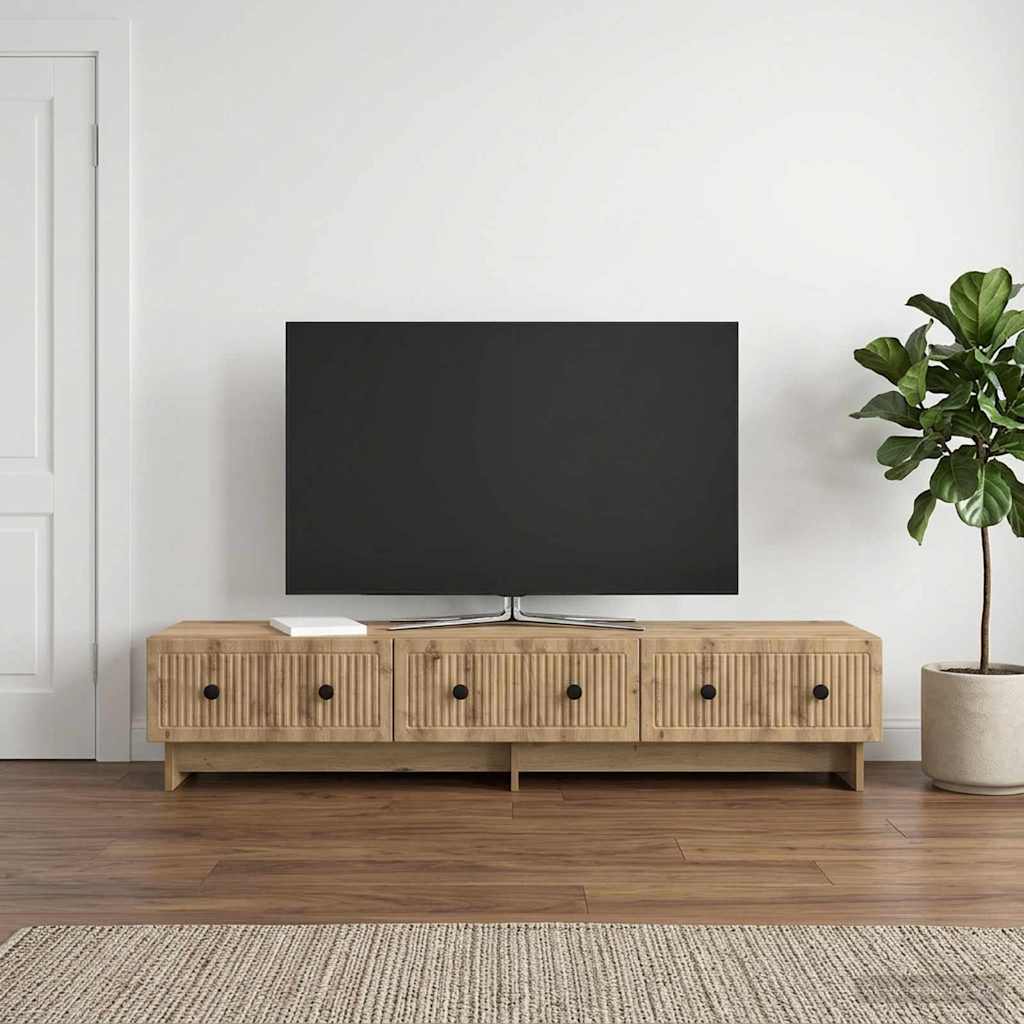 TV szekrény 147 x 34,5 x 30 cm Kézműves Tölgy Szerelt Fa